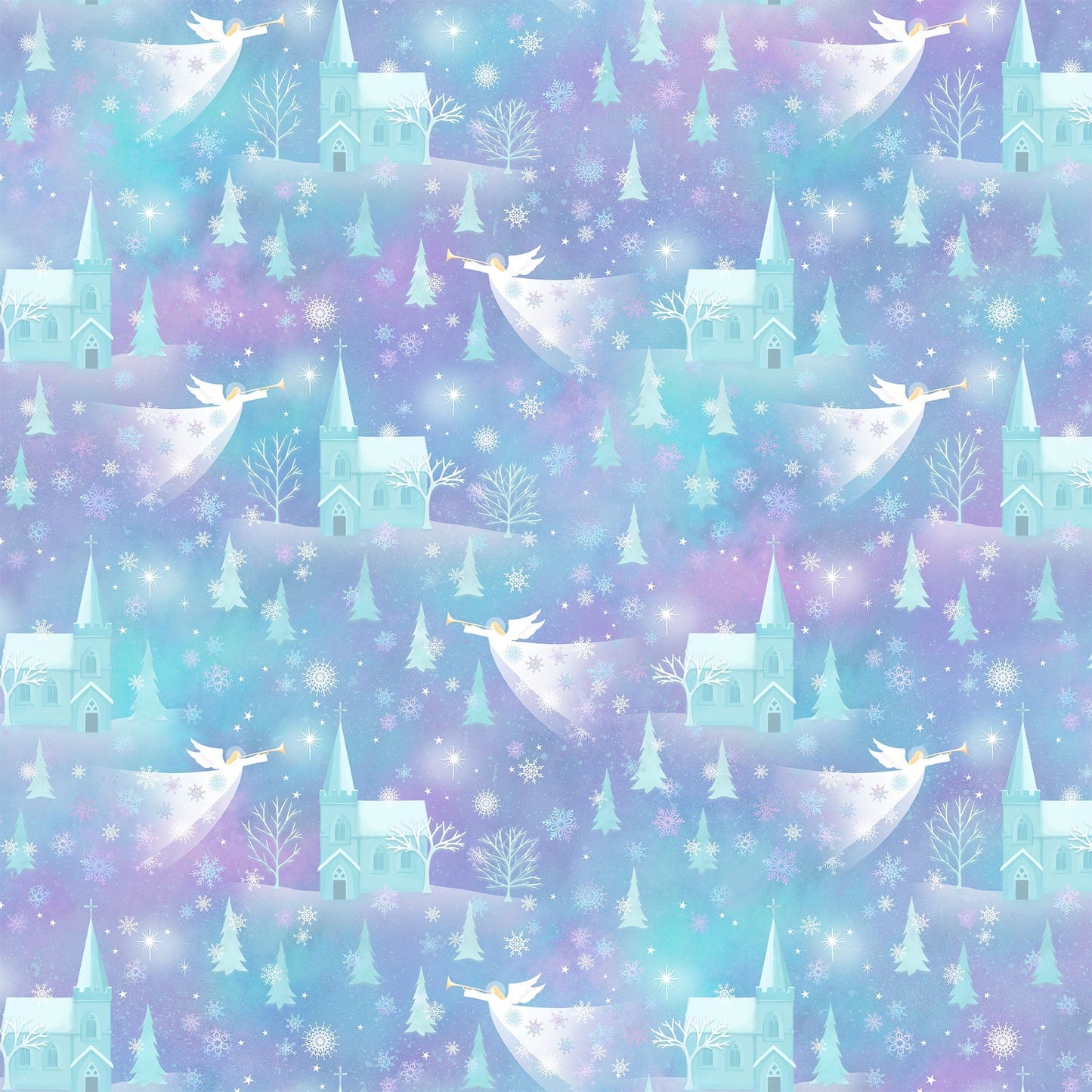 Northcott Fabrics Fabric by the Yard Angel Windows PANEL QUILT KIT with Angels On High Cotton Fabric