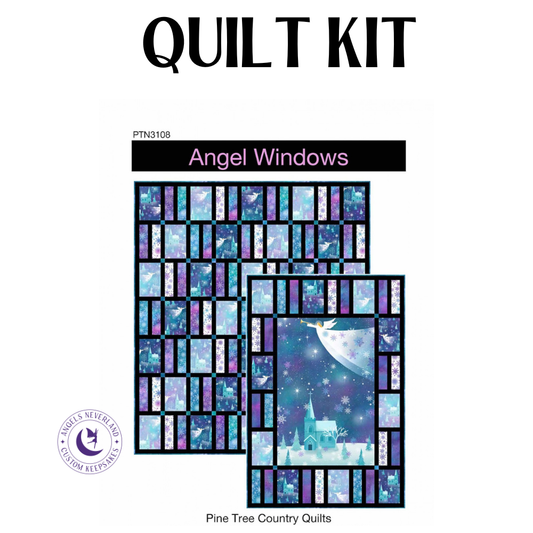 Northcott Fabrics Quilt Kit Angel Windows QUILT KIT Throw Size 55" x 64" with Angels On High Cotton Fabric