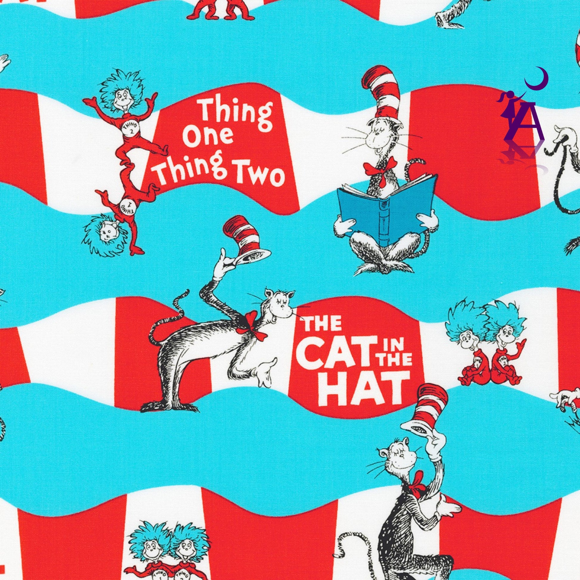 Robert Kaufman fabric bundle Dr. Seuss Cat In The Hat and Thing One and Thing Two Panel FQ Fabric Bundle