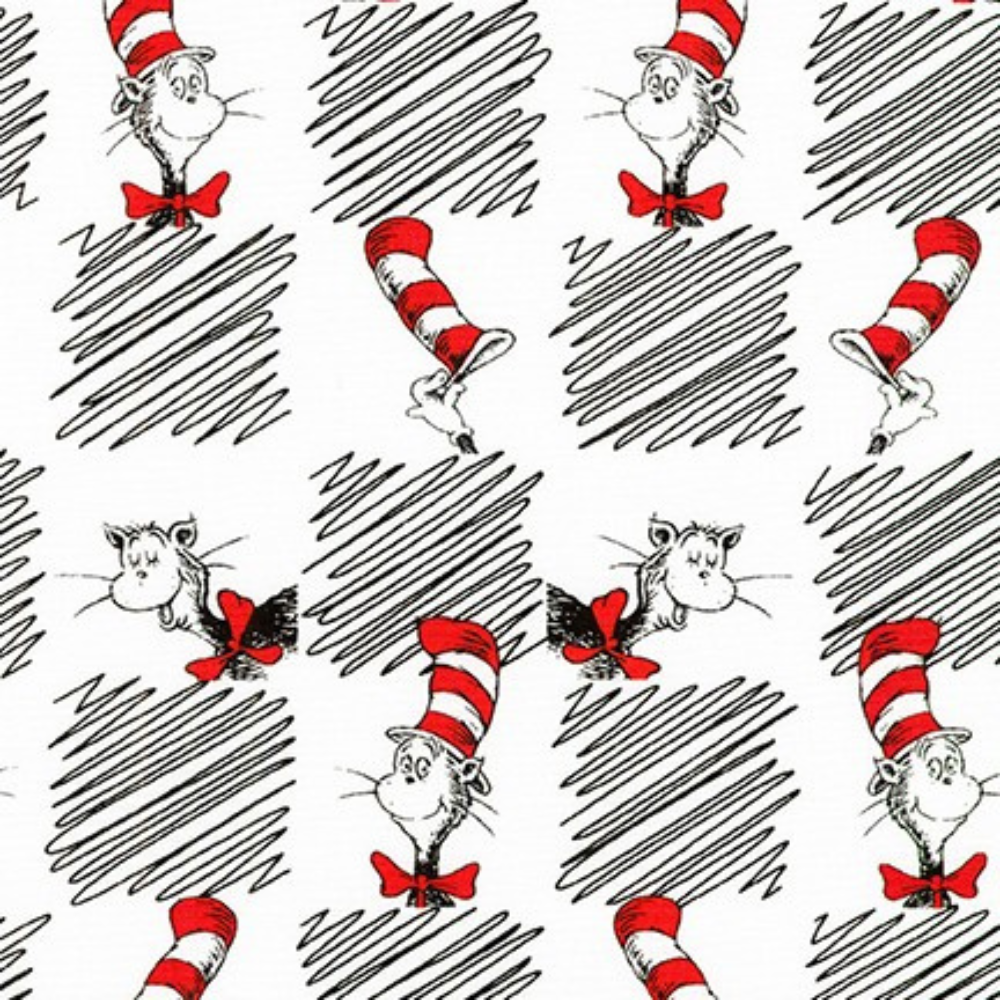 Robert Kaufman fabric bundle Dr. Seuss Cat In The Hat and Thing One and Thing Two Panel FQ Fabric Bundle