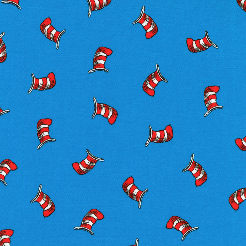 Robert Kaufman fabric bundle FQ (approximately 18" x 21") Dr. Seuss Cat In The Hat Fabric By The Yard and Thing One and Thing Two Panel FQ Fabric Bundle