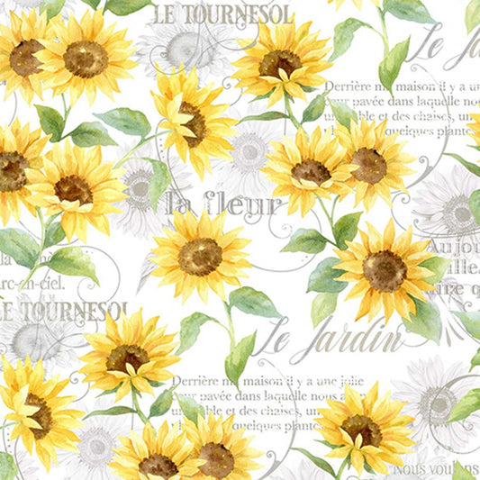 Shannon Fabrics Fabric Sunflower French Flowers Cuddle® Sunflower sold by the yard