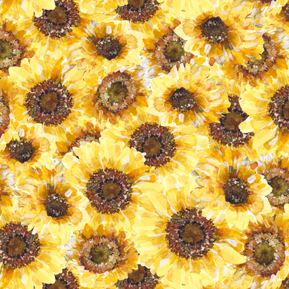 Studio E Fabric Bundle Sunflower & Bird Panel by David Textiles with coordinating prints 9 Piece Fabric Bundle - (FQ, 1/2 yard & 1 yard bundles)