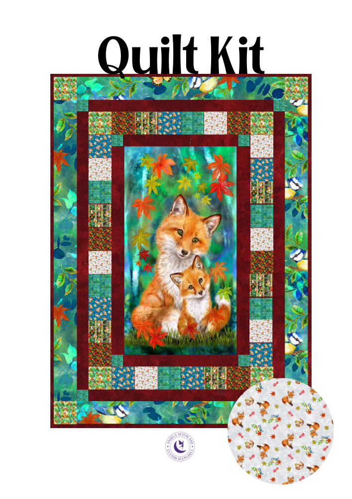 Studio E Quilt Kit Kit w/4 yards cotton backing (light background foxes) Auburn Fox Fall Quilt Kit using Picture This Pattern