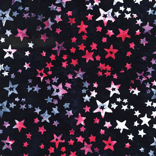 Timeless Treasures Fabric Bundle FQ (approximately 18" x 21") Stars of All Sizes Tonga-B7839 Honor from Tonga Valor Accents, Cotton Batik Fabric