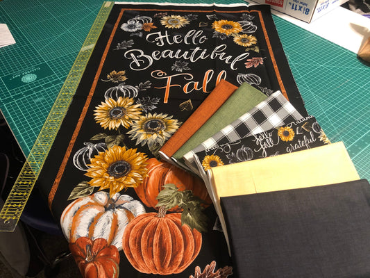 timeless treasures Fabric Bundle Hello Beautiful Fall Six FQ Pieces of Cotton Fabric plus Panel - Bundled Fabric