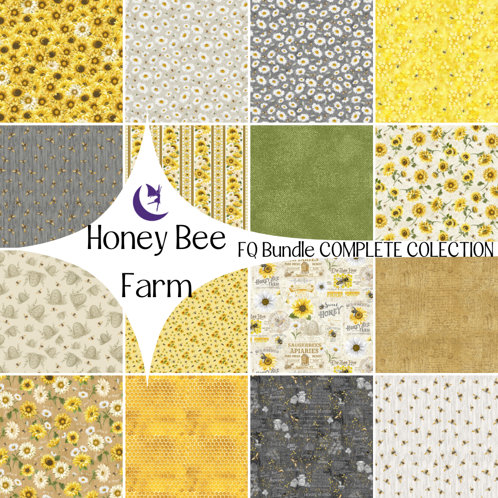 Timeless Treasures Fabric Bundle Honey Bee Farm COMPLETE Collection 16 FQ pieces