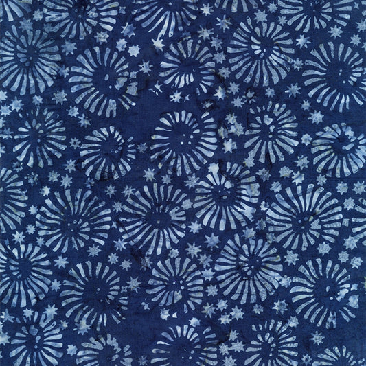 Timeless Treasures Fabric Bundle Patriotic Batik Fabric Snazzy Swirls, Firework Swirls in blue, Tonga Harbor Collection