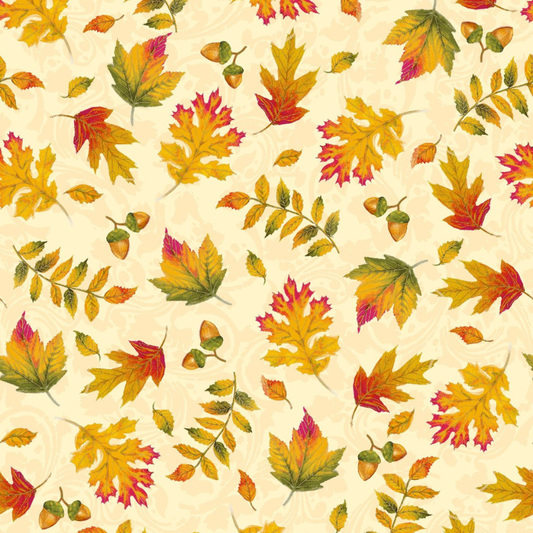 Timeless Treasures Fabric FQ (approximately 18" x 21") Autumn Glory Collection Falling Leaves Fabric by the Yard