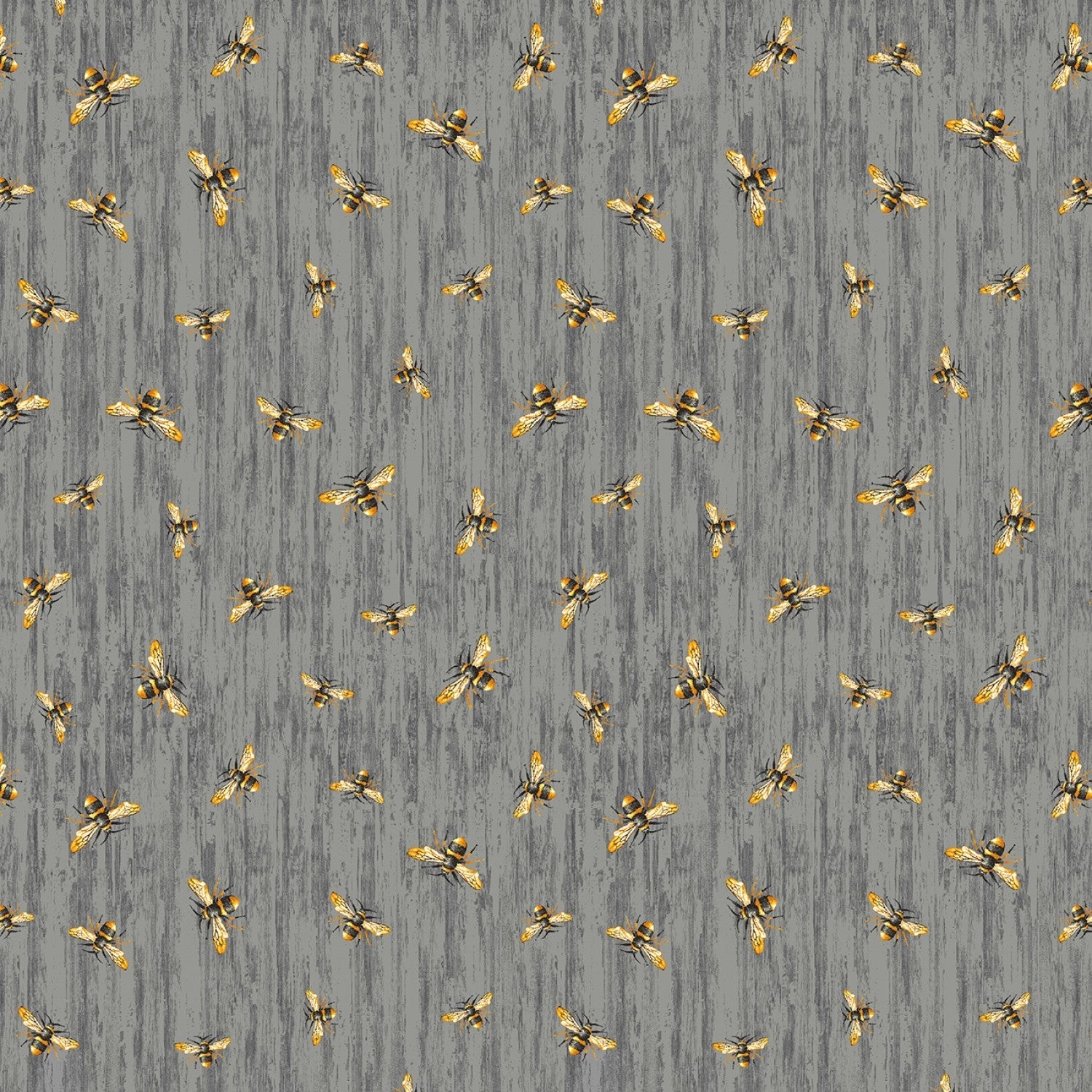 Flying Bees on Wood Texture Cotton Quilting Fabric (slate), Honey Bee Farm