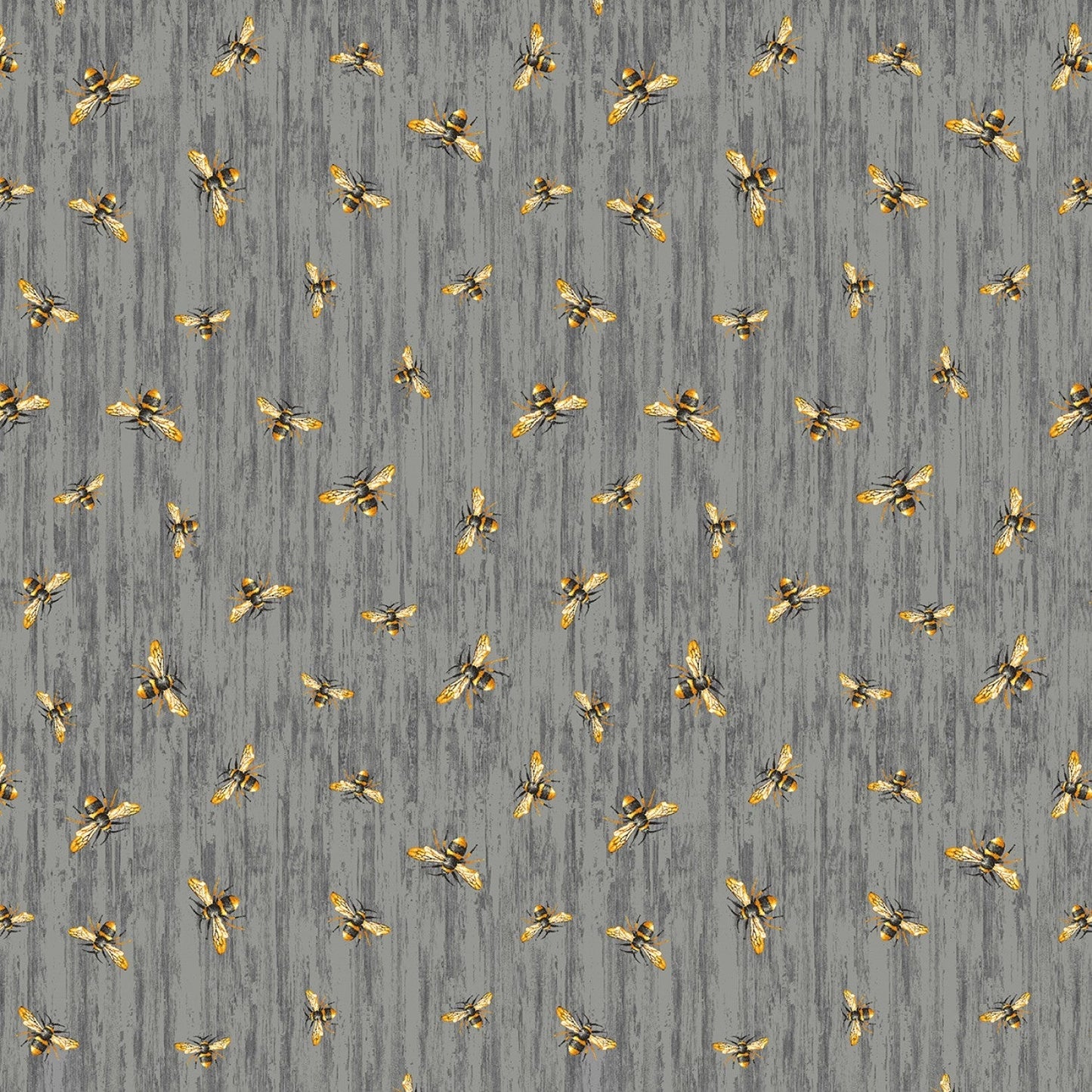 Timeless Treasures Fabric FQ (approximately 18" x 22") Flying Bees on Wood Texture Cotton Quilting Fabric (slate), Honey Bee Farm