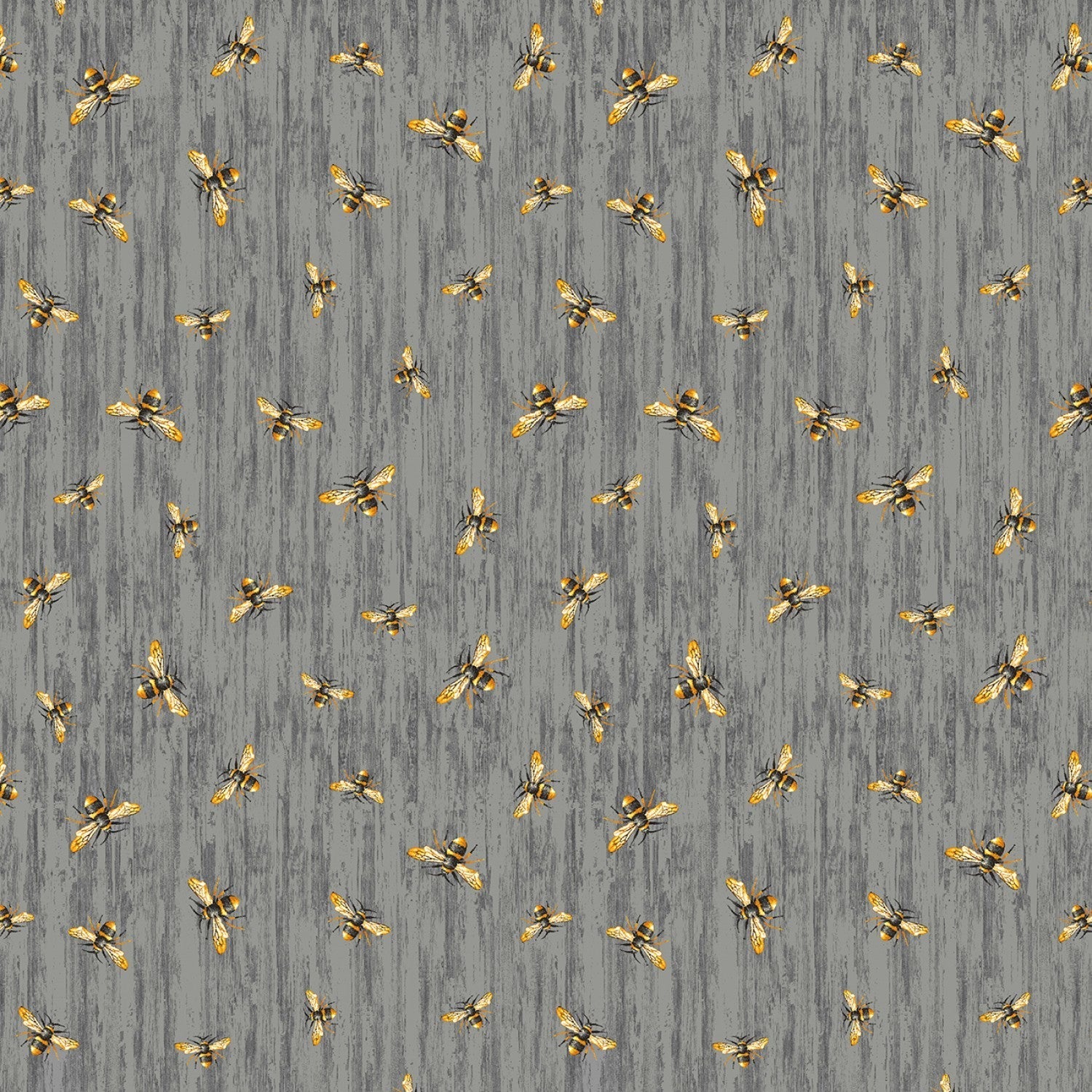 Timeless Treasures Fabric FQ (approximately 18" x 22") Flying Bees on Wood Texture Cotton Quilting Fabric (slate), Honey Bee Farm