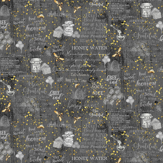 Timeless Treasures Fabric FQ (approximately 18" x 22") Hives Rules and Quotes Cotton Quilting Fabric, Honey Bee Farm