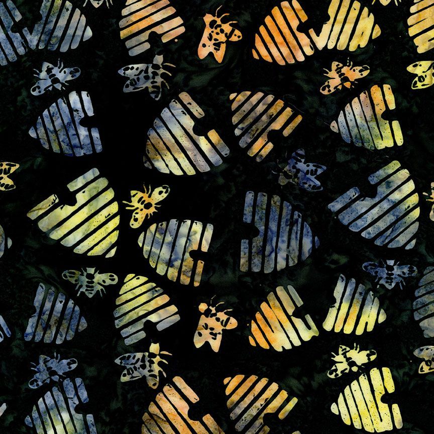 Timeless Treasures precut Bee Flying & Bee Hive Tonga Honeycomb Batik Cotton Fabric by the Yard