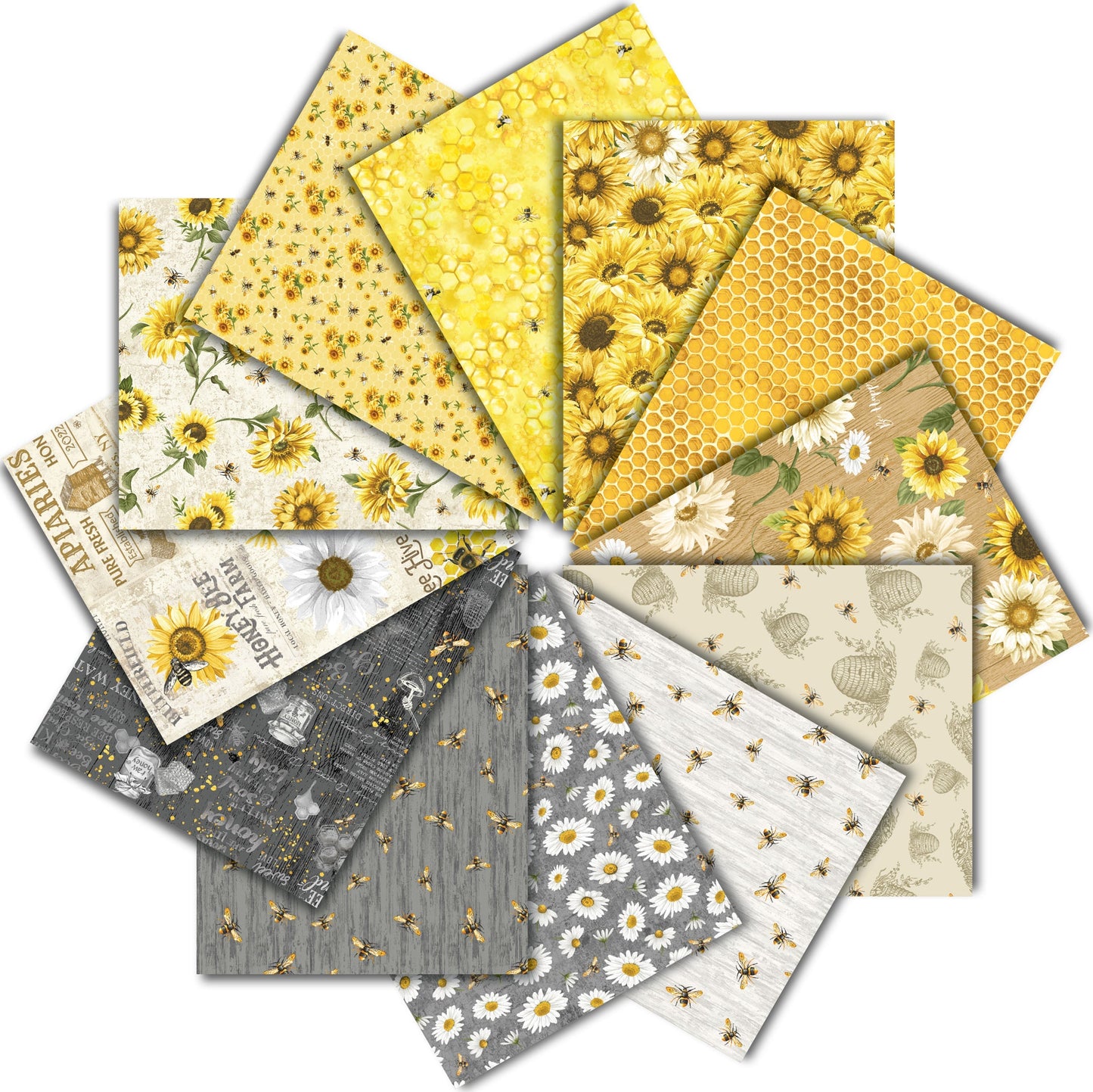 Timeless Treasures precut Honey Bee Farm precut FQ (12 prints)