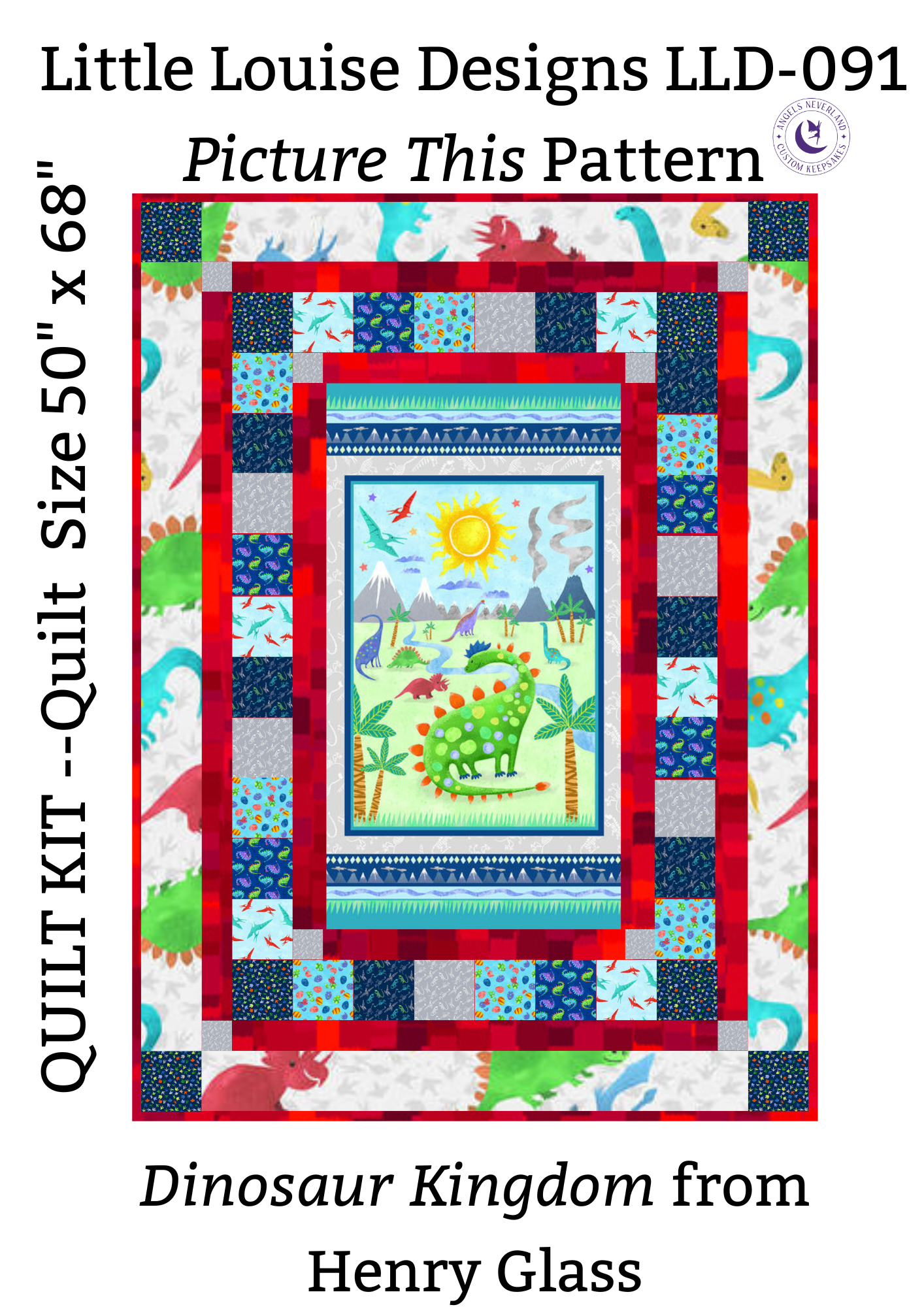 Timeless Treasures Quilt Kit Kit TOP/Binding ONLY Beginner Dinosaur Quilt Kit Henry Glass Dinosaur Kingdom with Picture This Pattern