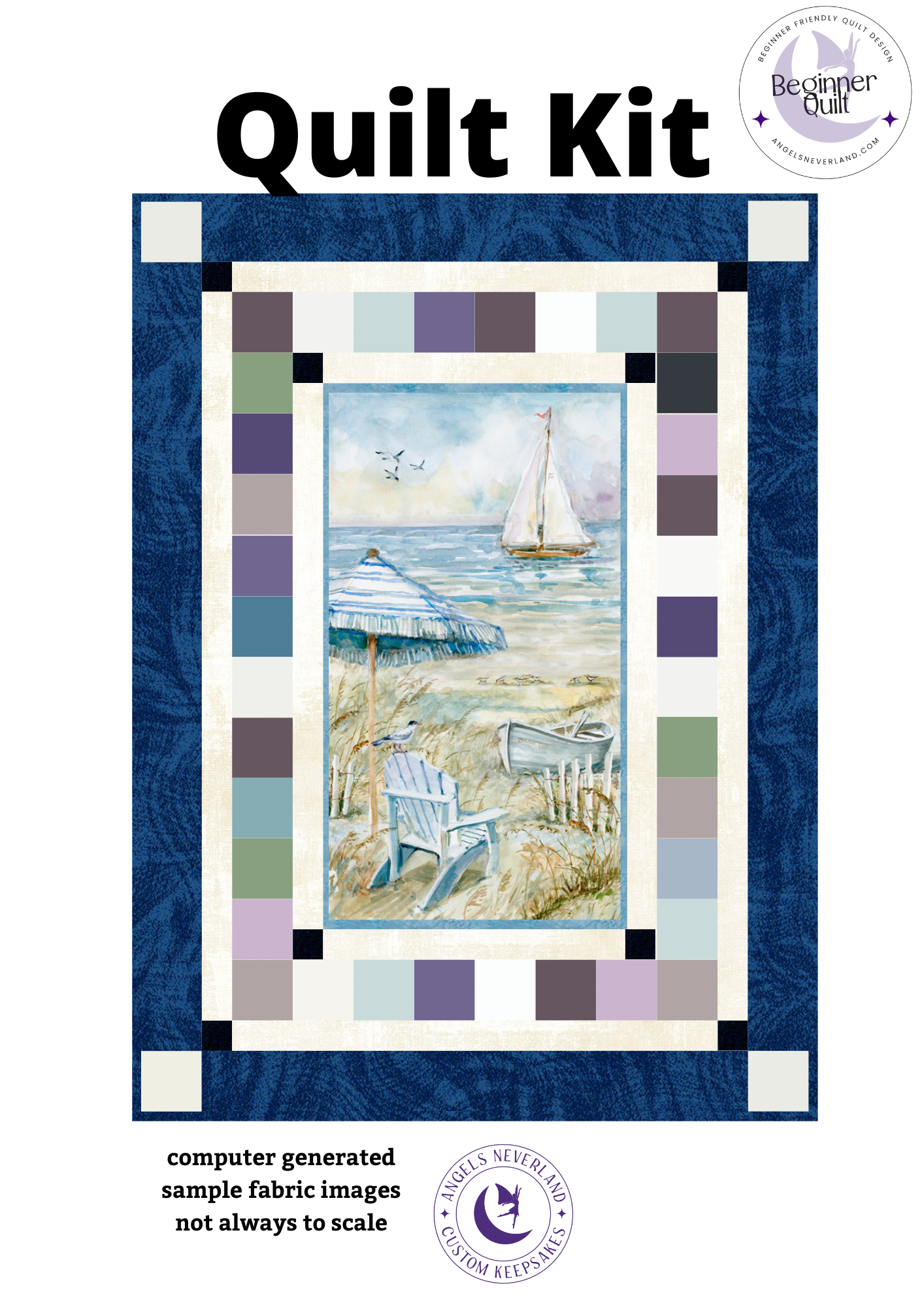 Easy DIY Beginner Coastal Sanctuary Panel Quilt Kit with fabric from Dana Michelle Along The Shores Batik w/ Picture This Pattern