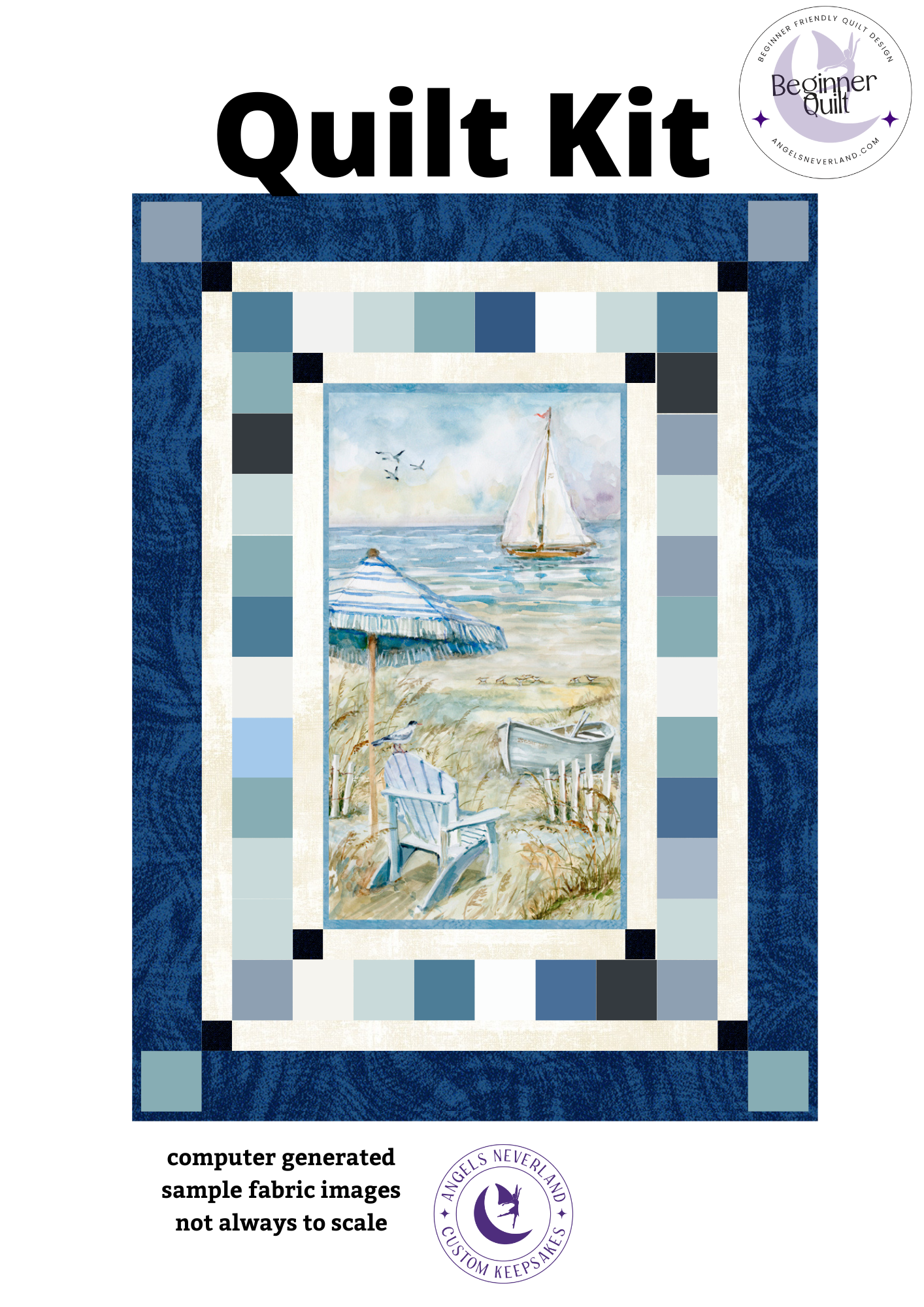 Easy DIY Beginner Coastal Sanctuary Panel Quilt Kit with fabric from Dana Michelle Along The Shores Batik w/ Picture This Pattern