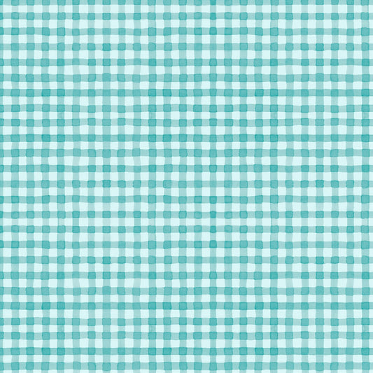 Wilmington Prints Blue / FQ (18"x21") Light Teal Gingham, Leaf Texture Teal or Repeating Stripe Fabric by the Yard from Wilmington Prints Sunflower Sweet by Lisa Audit