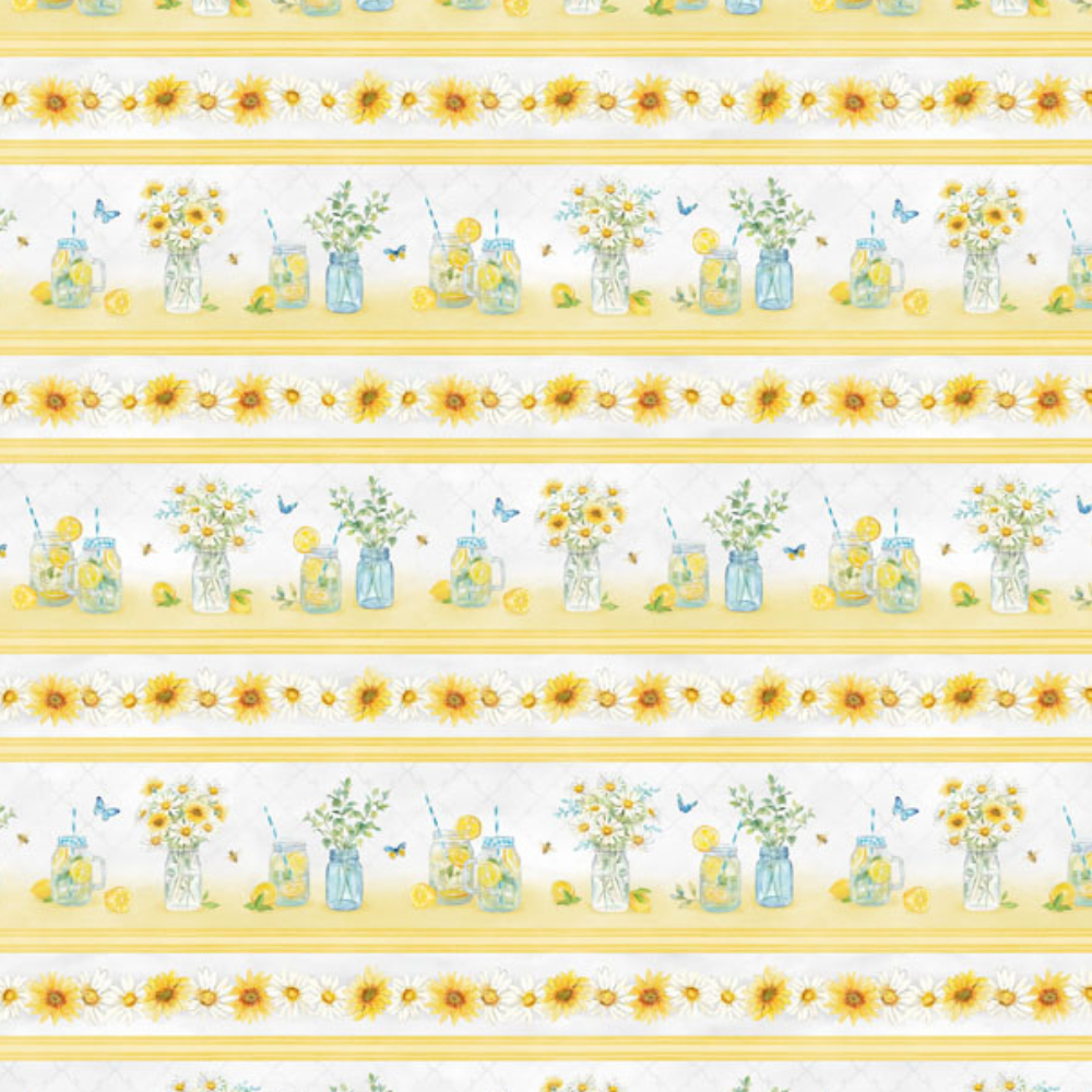 Wilmington Prints Fabric Fat Quarter (FQ) Zest for Life Border Stripes Cotton Fabric by the Yard