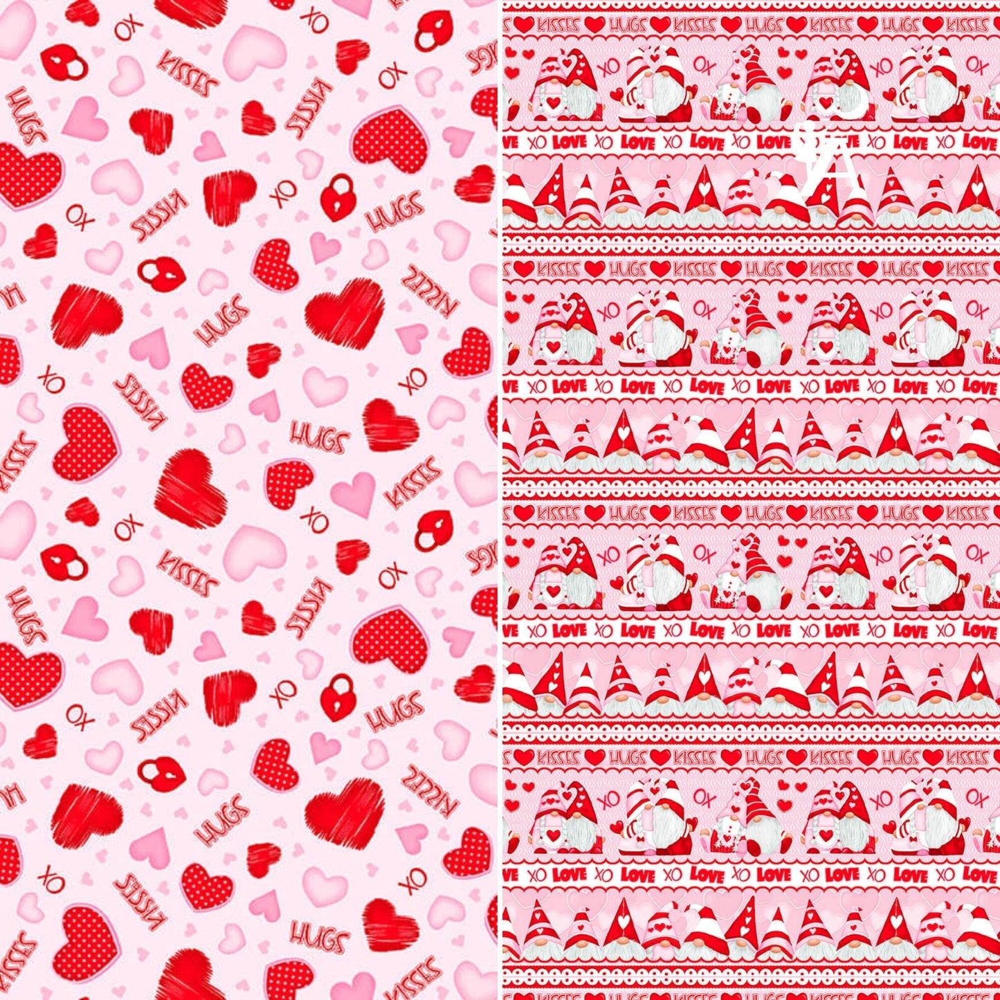 Wilmington Prints Gnomie Love Henry Glass Fabric bundle, Gnome Fabric Panel and 9 fabrics, Gnome Valentine's Day Fabric