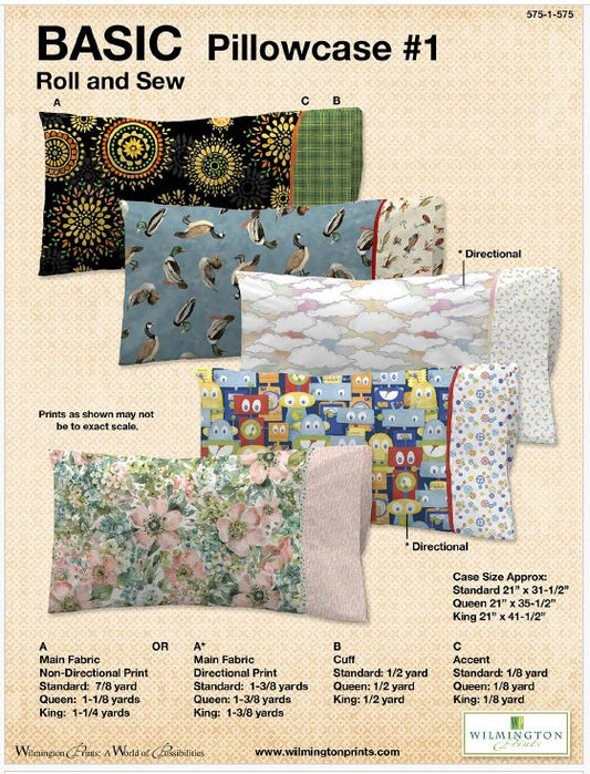 Wilmington Prints Pillow Case FREE Pillow Case PATTERN download FREE Roll and Sew Pillow Case Pattern