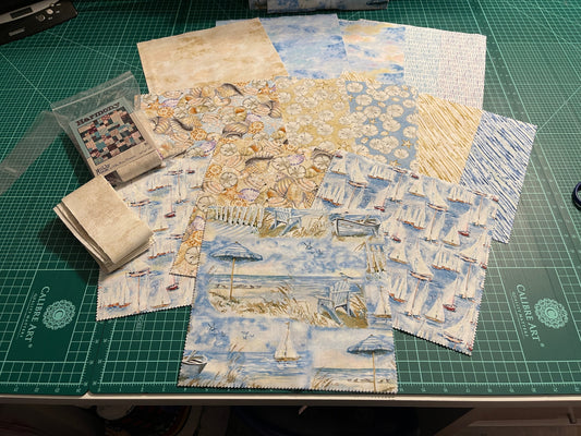 Wilmington Prints precut Pre-Cut Quilt Kit with Coastal Sanctuary 10” squares and pre-cut strips for binding