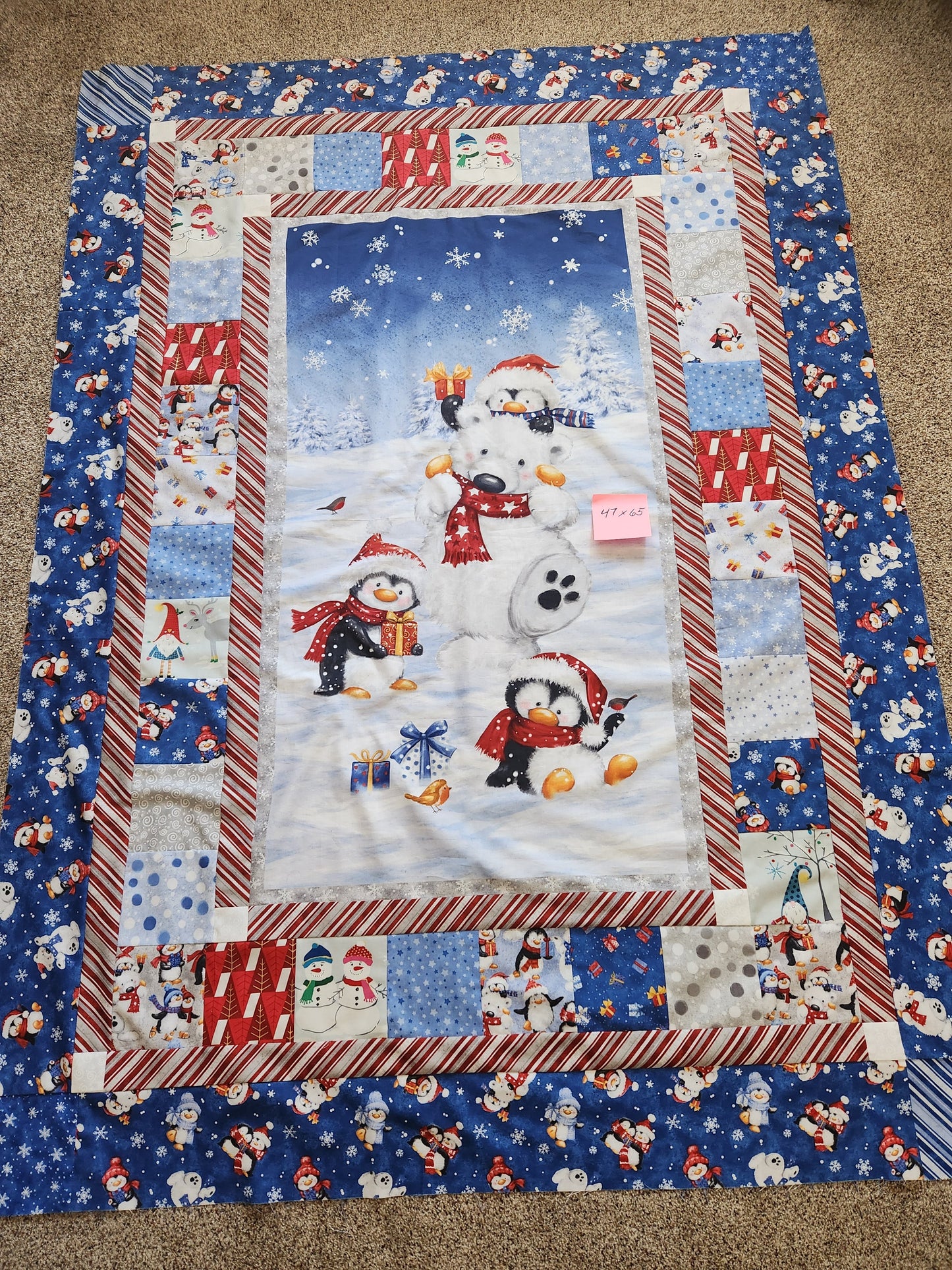 Wilmington Prints Quilt Kit Easy DIY Beginner Christmas Quilt Kit for Holiday Quilt includes PRECUT squares and yardage fabrics to cut strips and binding Snow What Fun Picture This Pattern
