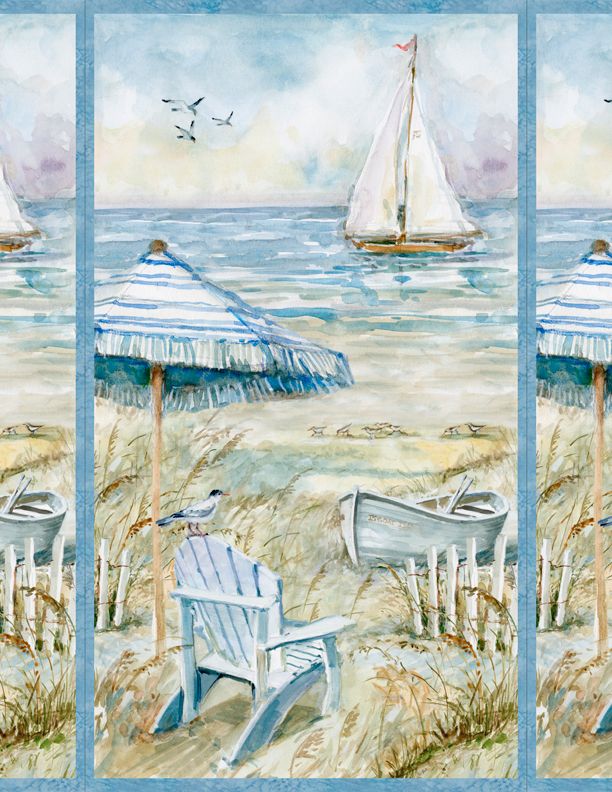 Wilmington Prints Quilt Kit Easy DIY Beginner Coastal Sanctuary Quilt Kit for Summer Quilt includes PRECUT squares and yardage fabrics to cut strips and binding Coastal Sanctuary Picture This Pattern
