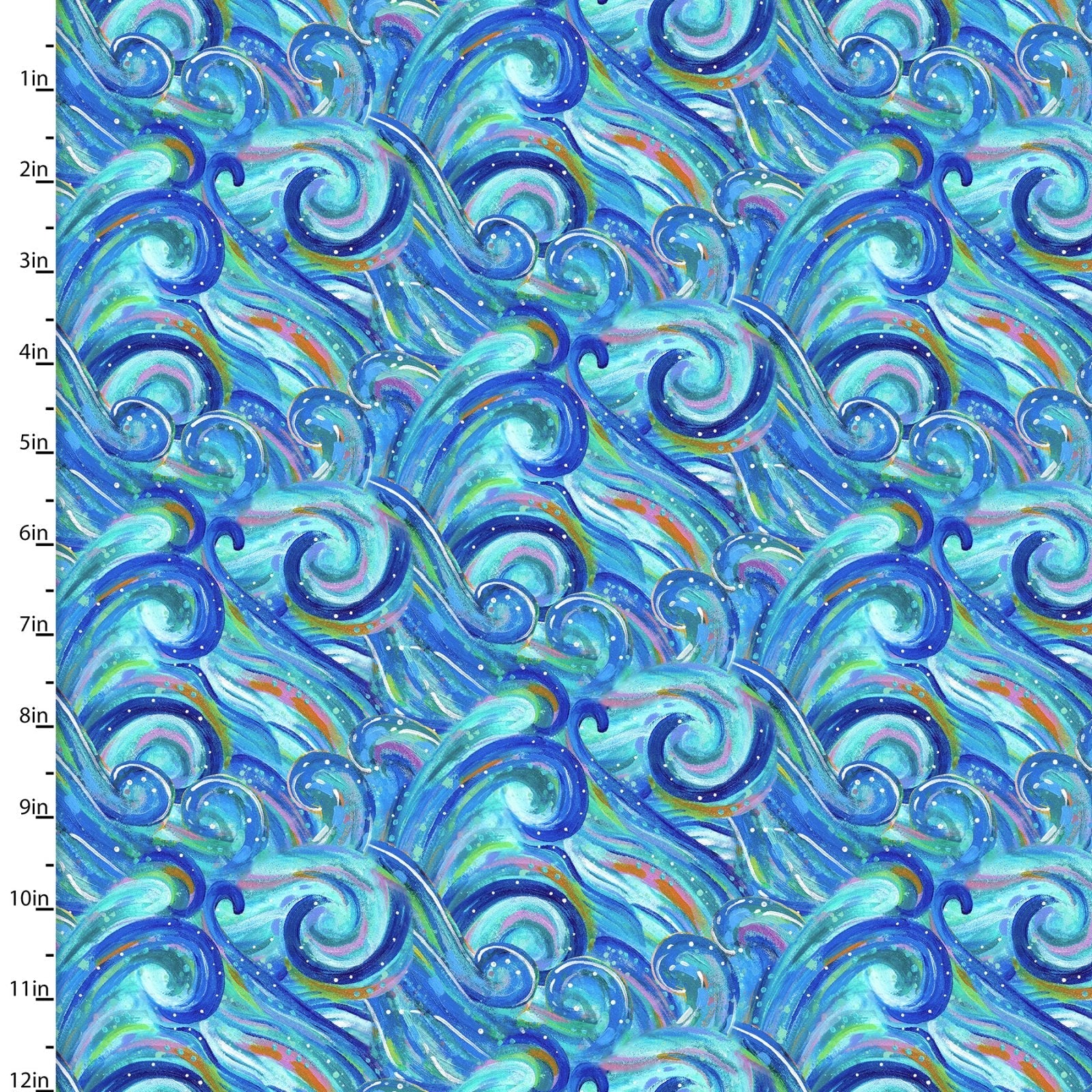 3 Wishes Fabric Blue Waves Fabric from Seas The Day by 3 Wishes Cotton Quilting Fabric