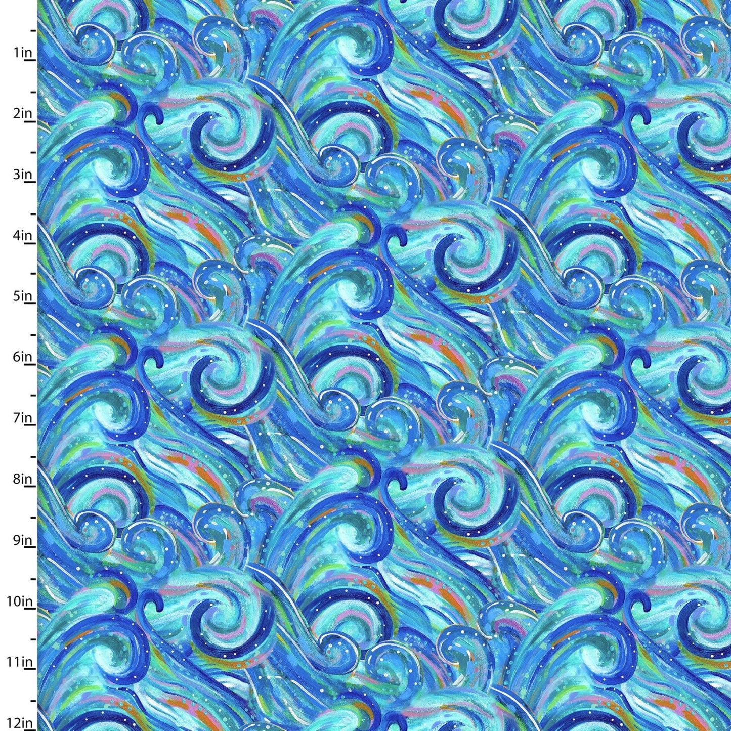 3 Wishes Fabric Blue Waves Fabric from Seas The Day by 3 Wishes Cotton Quilting Fabric