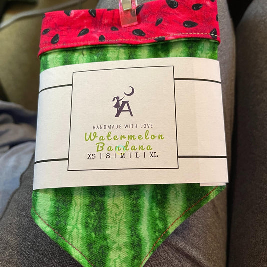 Angels Neverland Animals & Pet Supplies Watermelon Dog bandana with tie close, designer cotton Watermelon Fabric