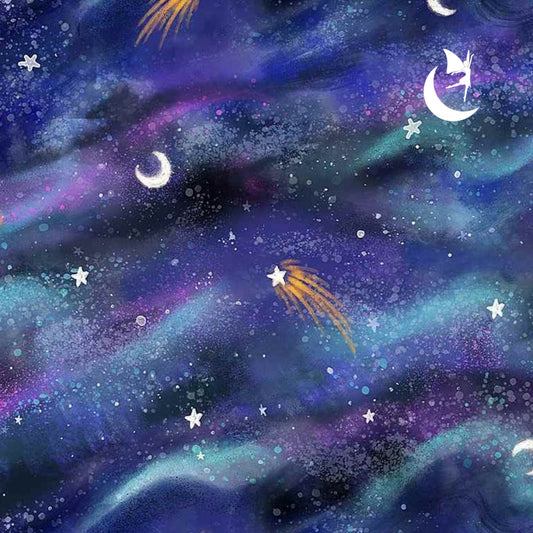 Angels Neverland fabric Arctic Night Sky Arctic Nights Boreal Buddies Aurora Borealis Fabric from Bunnies By the Bay