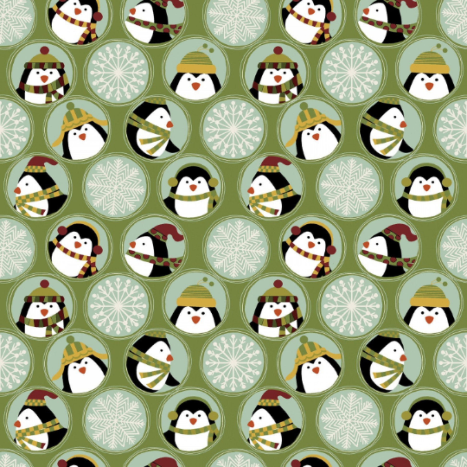 Angels Neverland Fabric 1 yard Penguins Green Jolly Penguin Fabric Bundle with coordinating fabrics also Sold By The Yard