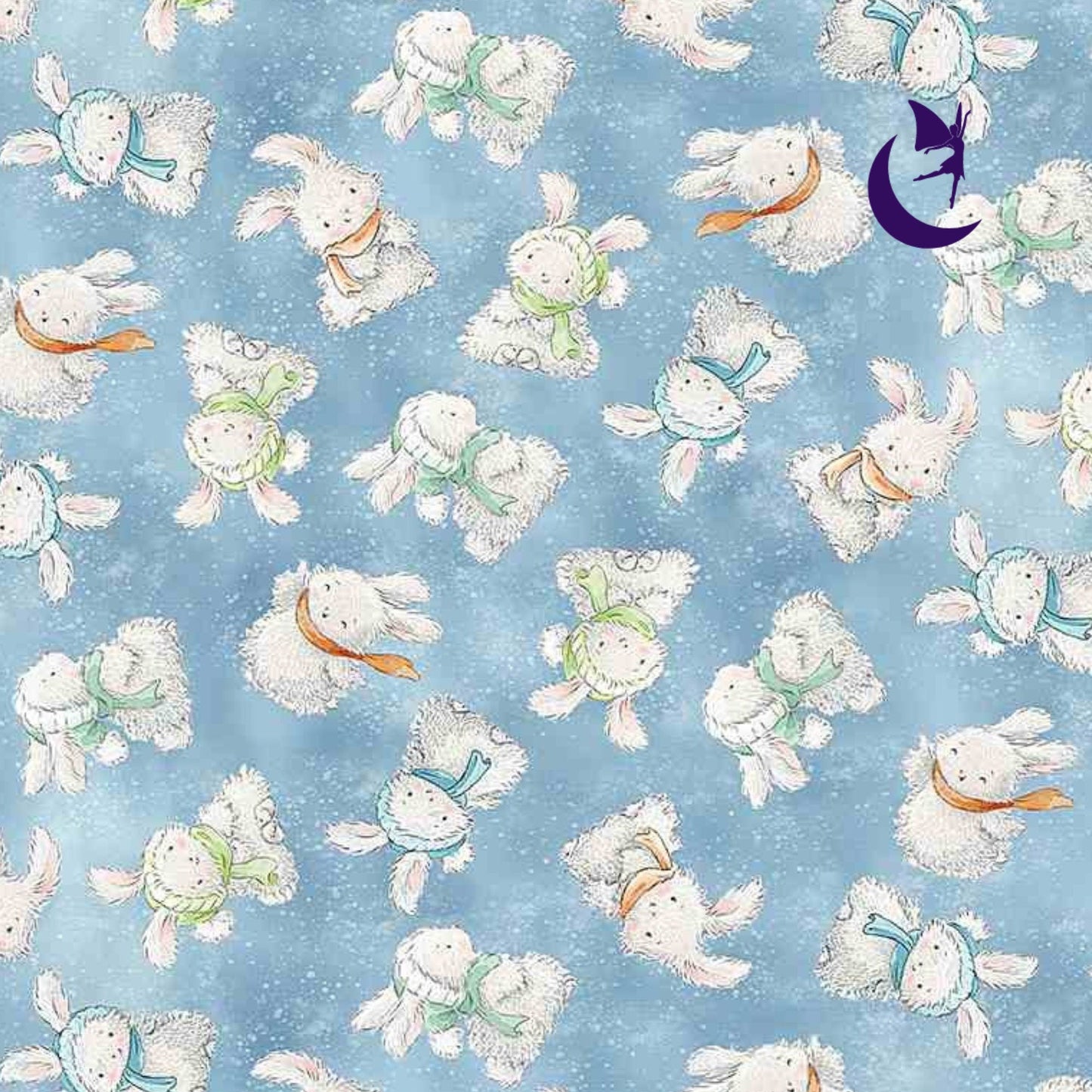 Angels Neverland fabric Arctic Night Sky Arctic Nights Boreal Buddies Aurora Borealis Fabric from Bunnies By the Bay