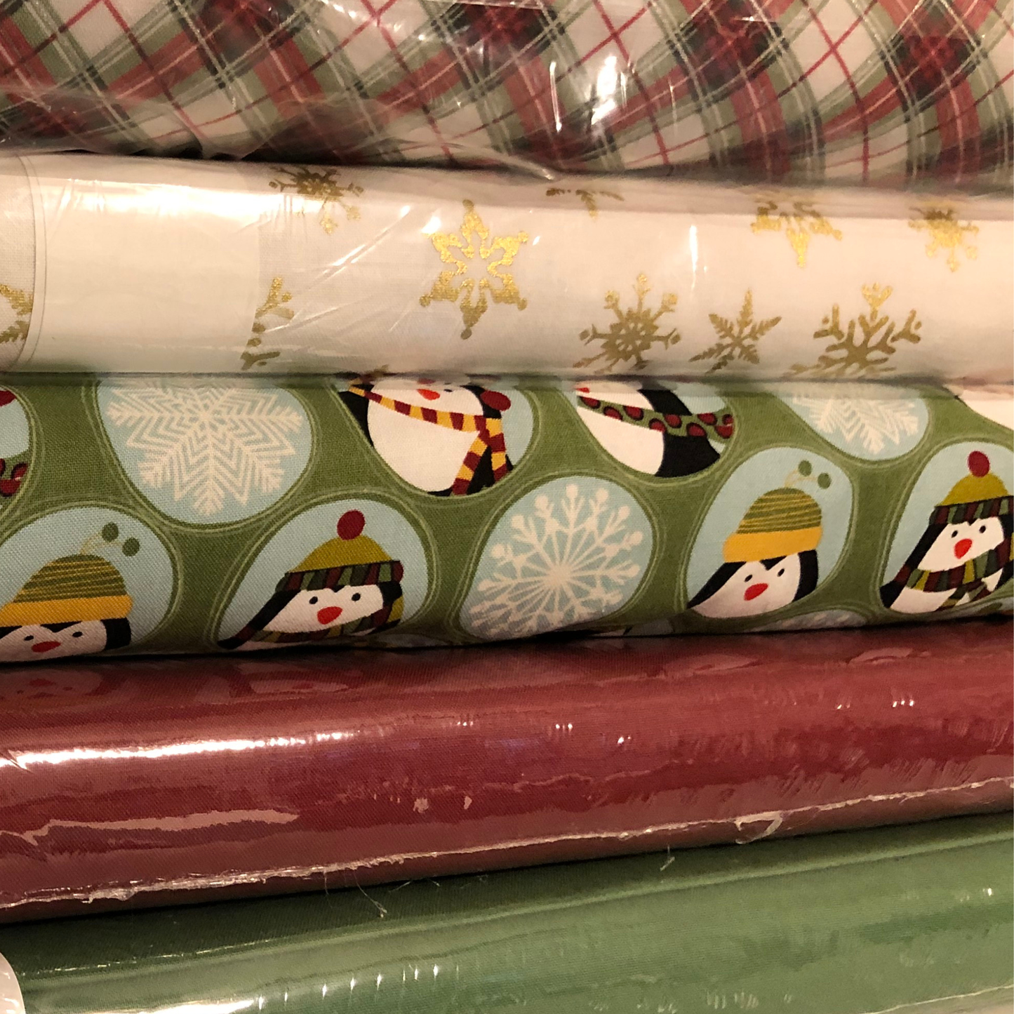 Angels Neverland Fabric Green Jolly Penguin Fabric Bundle with coordinating fabrics also Sold By The Yard