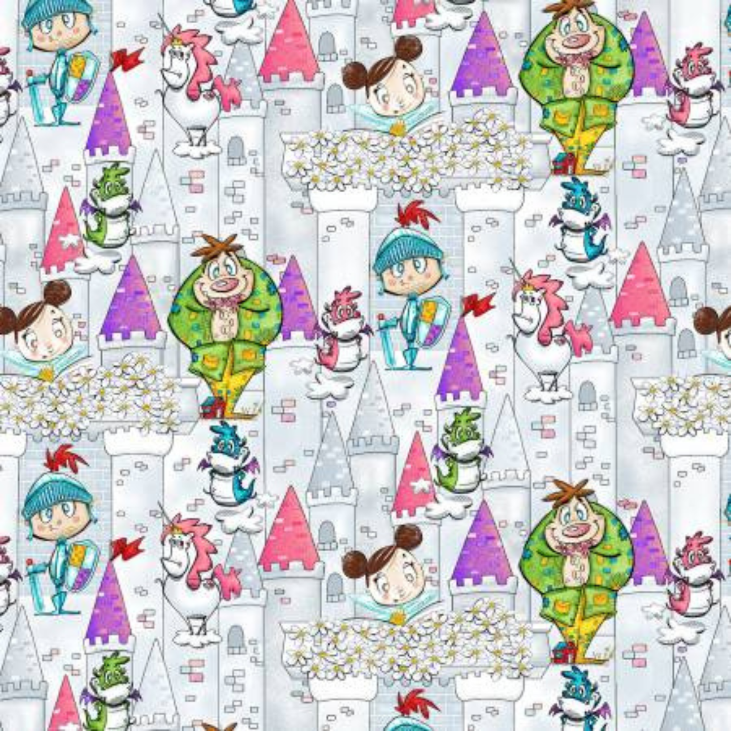 Angels Neverland Fabric Studio E Believe in Magic Castles & Dragons 14 piece Fat Quarter multi-colored Bundle