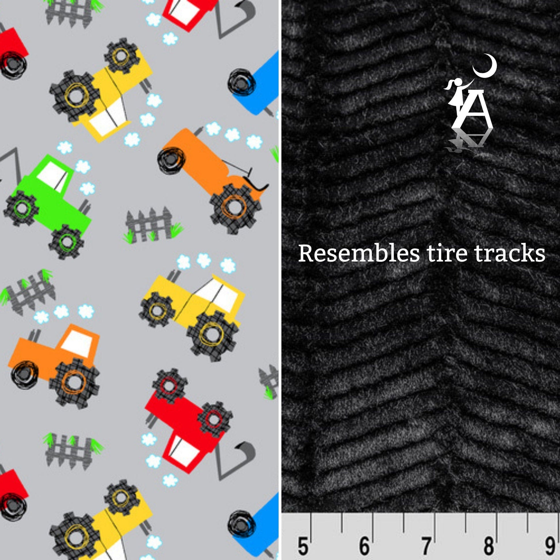 Angels Neverland Quilt Black / Blue Personalized Custom Tractor Flannel and Cuddle Minky Crib Blanket