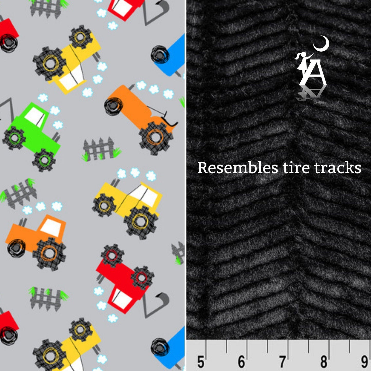 Angels Neverland Quilt Black / Blue Personalized Custom Tractor Flannel and Cuddle Minky Crib Blanket