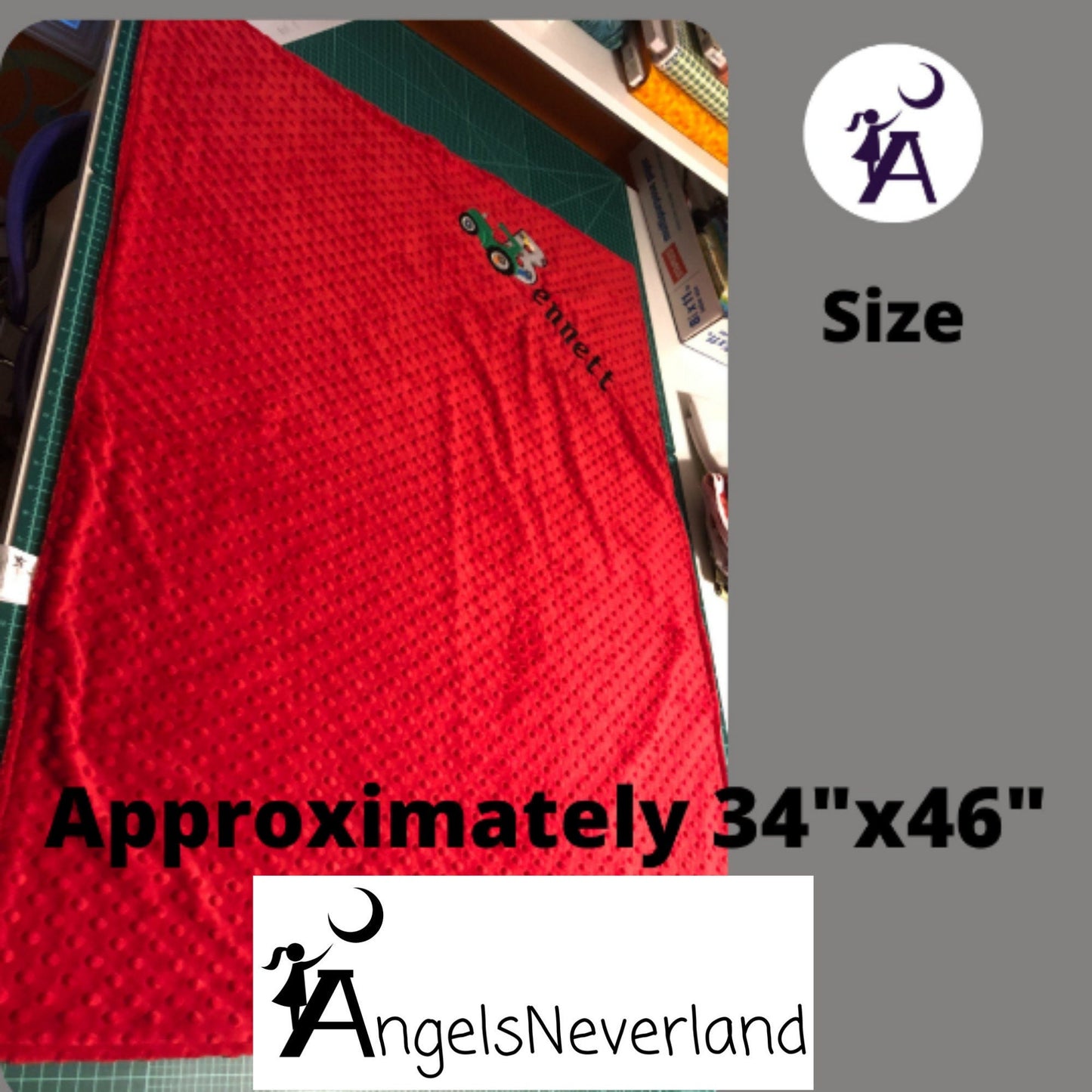 Angels Neverland Quilt Personalized Custom Tractor Flannel and Cuddle Minky Crib Blanket