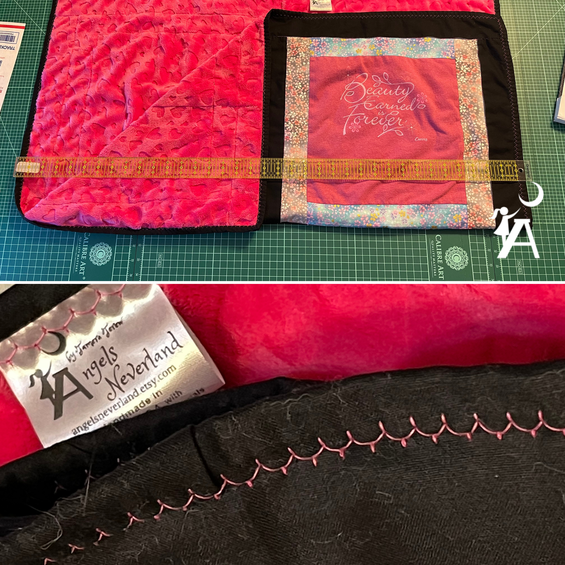 Angels Neverland Quilts & Comforters Custom T-shirt Memory Quilt lap size with 4 T-shirts, Heirloom T-shirt Quilt, Bereavement gift, memory blanket