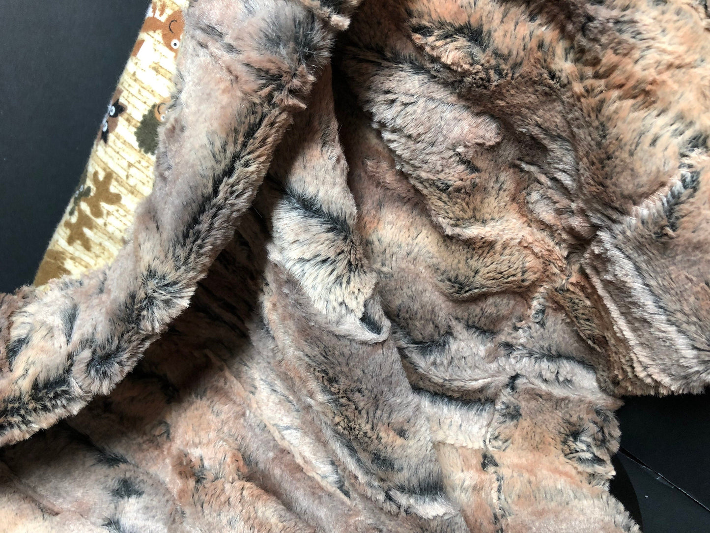 angelsneverland-1538 One of a Kind Luxe Cuddle Minky & Flannel Woodland Animals Lovey Blanket 20" x 22.5"