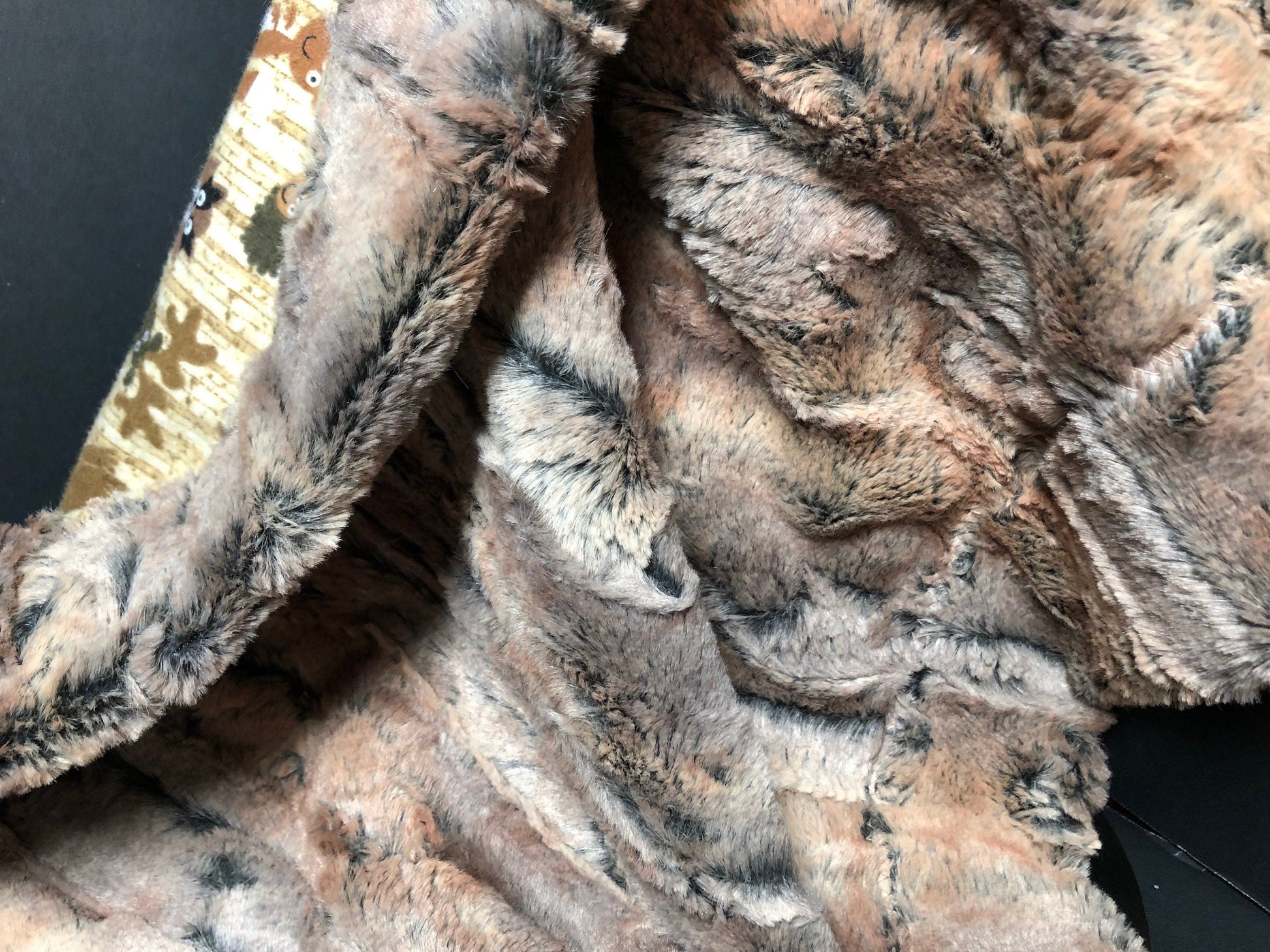 angelsneverland-1538 One of a Kind Luxe Cuddle Minky & Flannel Woodland Animals Lovey Blanket 20" x 22.5"