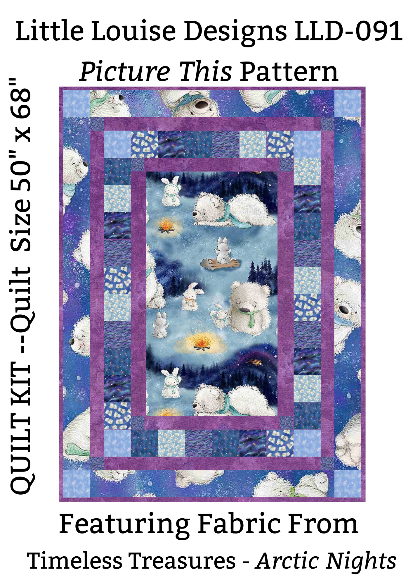 Angelsneverland Quilt Kit Arctic Nights DIY Easy Beginner QUILT KIT, Picture This Pattern, Aurora Borealis Fabric Bunnies By The Bay