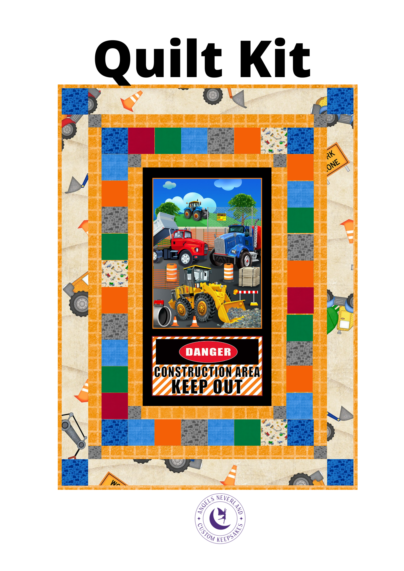 angelsneverland Quilt Kit QUILT KIT NO BACKING Building Dreams by Wilmington Prints & Construction Zone Panel Easy DIY Beginner QUILT KIT Construction Equipment Picture This Pattern