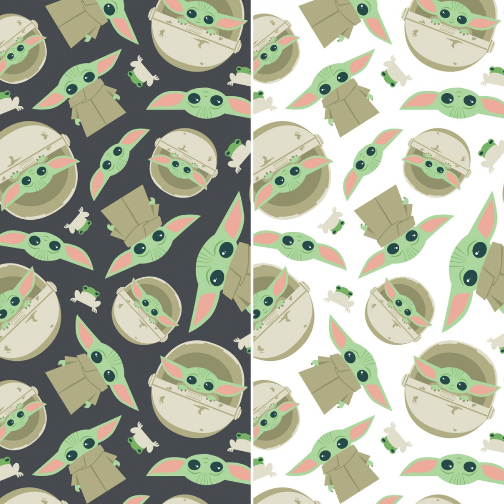 Baby Yoda FLANNEL by the yard light or dark side two choices Camelot