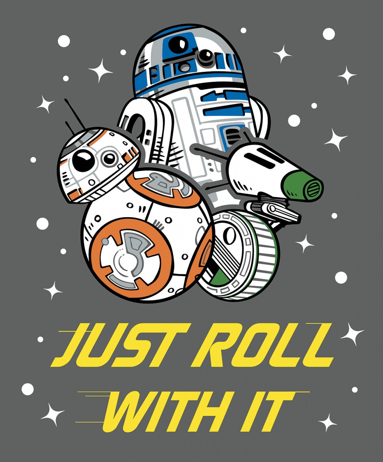 Camelot Fabric Halloween BB8 mummy with Porgs Star Wars Cotton Fabric