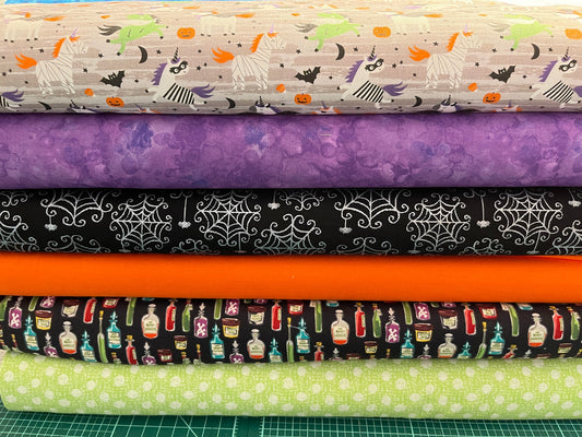 Camelot Fabric Halloween Cotton Fabric Bundle with Camelot Unicorn Fabric and Sparkle Spider Webs