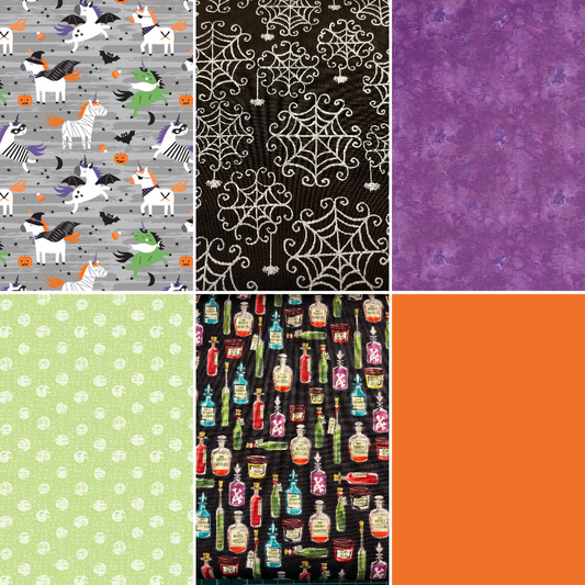 Camelot Fabric Halloween Cotton Fabric Bundle with Camelot Unicorn Fabric and Sparkle Spider Webs