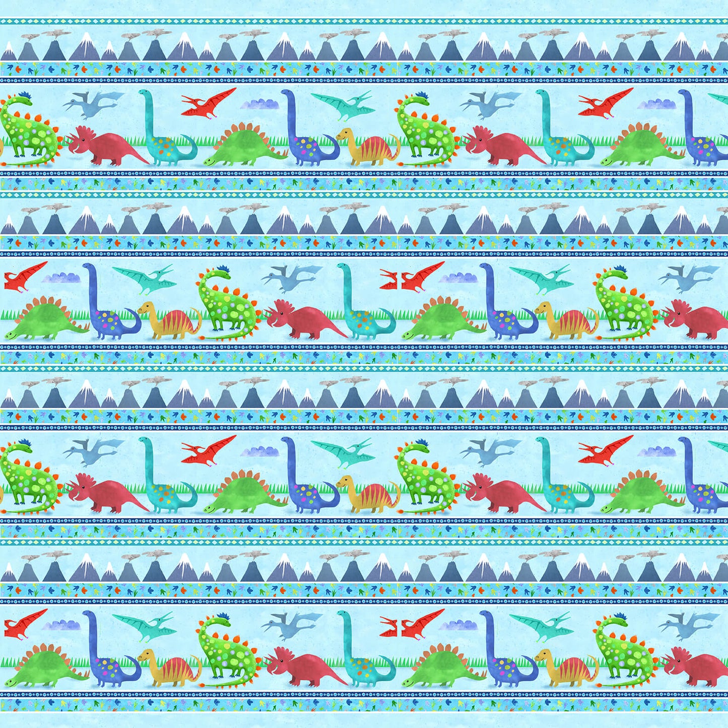 Henry Glass Fabric 1/2 Yard Dinosaur Kingdom by Henry Glass Border Stripe